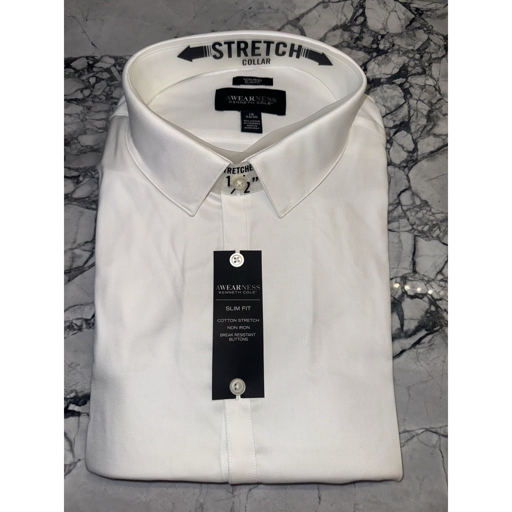 Wearness Kenneth Cole Men's Size 18 2XL Slim Fit Non Iron Dress Shirt NEW